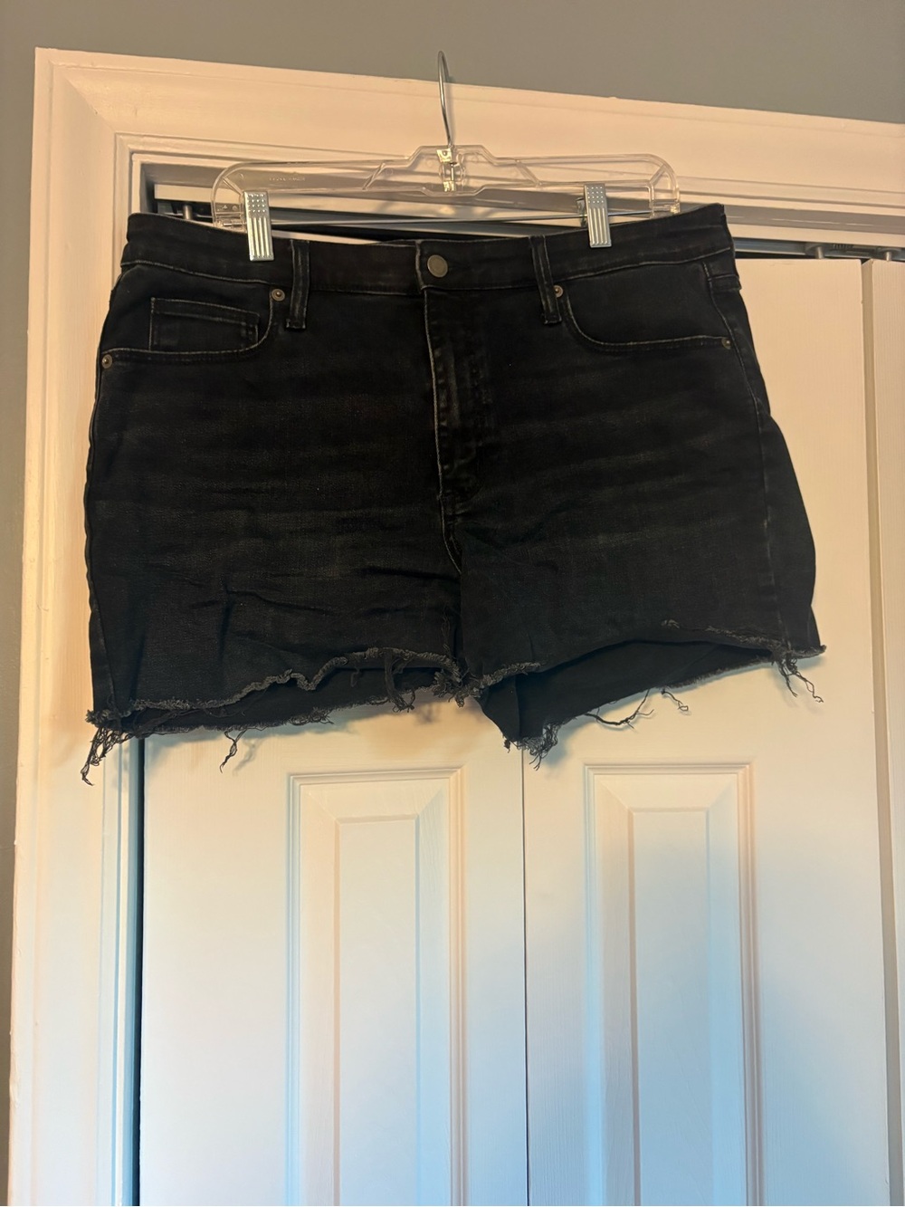 Universal Thread Black Distressed Raw-Hem Denim Shorts